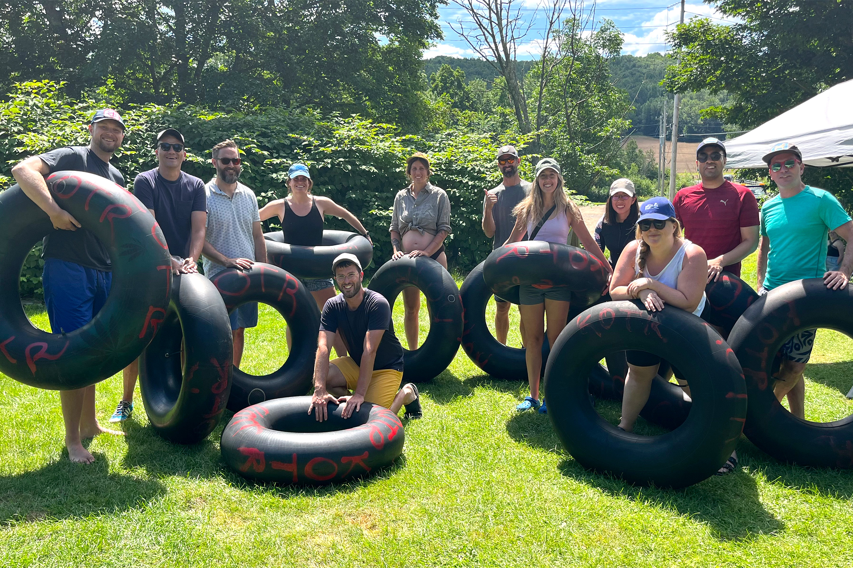 UPLAND Team event tubing the Gaspereau River